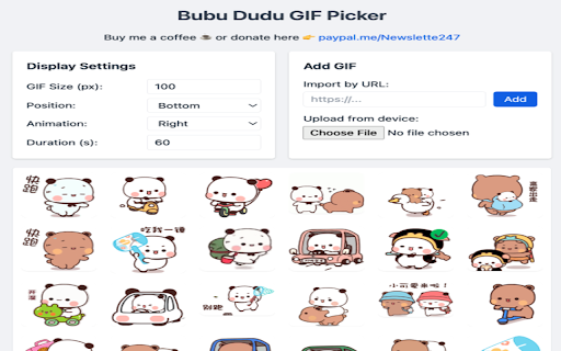 Bubu Dudu GIF Picker Extension :: Bubu Dudu GIF Picker Extension is a simple and cute extension that lets you select your favorite GIFs with just one click.