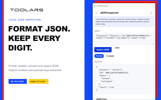 Toolars Developer Toolkit :: A private side-panel toolkit for developers: convert, inspect, encode and generate text, colors and more. Offline, no account.