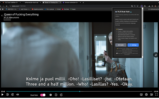 Learn Finnish - Dual Sub for YLE Areena :: Learn Finnish with dual language subtitles on YLE Areena. Support translation to English, Vietnamese, German and others.