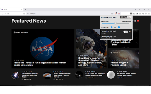 Dark Moonlight :: It’s a Dark mode extension for the entire web. Helping you enjoy a more comfortable and relaxed browsing experience.