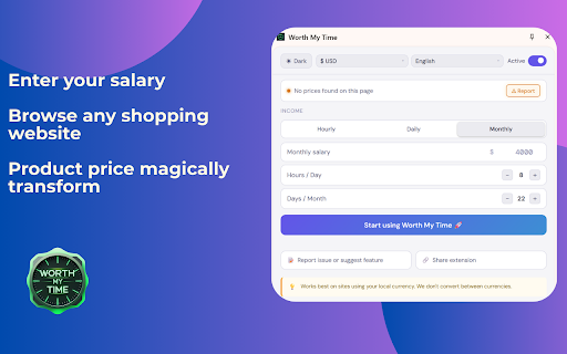 Worth My Time :: See product prices as working time. Know what things actually cost you in hours and days of work.