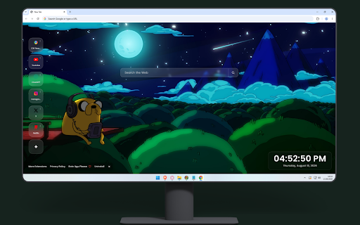 Jake Listens To Music Alone At Night Adventure Tim Live Wallpaper :: Jake the Dog sits on a ledge at night, wearing headphones and listening to music under a bright starry sky.