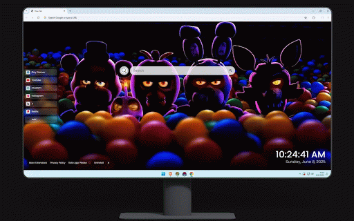 Five Nights at Freddy's Live Wallpaper :: Spooky FNAF animatronics emerge from colorful ball pit with glowing eyes in dark atmosphere.