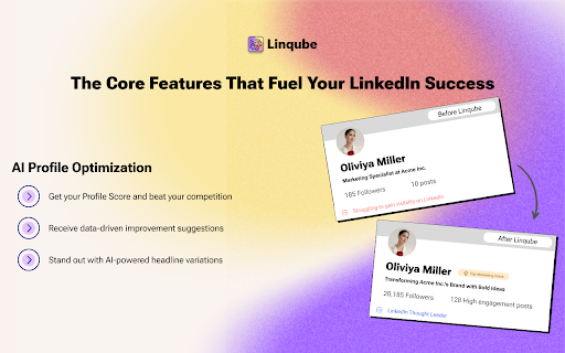 Linqube :: Enhances LinkedIn profiles and generates post content with Generative AI