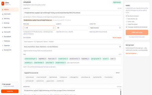 SellerHQ: Etsy Studio & Bulk Publisher :: SellerHQ master suite for Etsy: Bulk publish draft listings, audit against Etsy rules, score SEO, and translate tags.