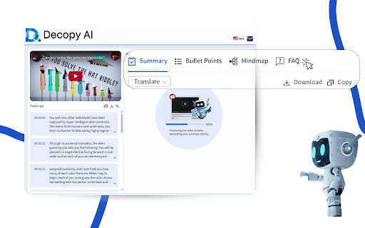 Decopy AI | YouTube Summary & Transcript Generator :: AI-powered tool to summarize YouTube transcripts and capture key insights instantly.