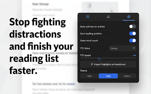 ReadFlow - Reader Mode, Focus & Highlights :: A distraction-free reader mode with highlights, bionic reading, and text-to-speech.