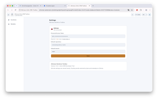Alkinoos Zoho CRM Toolbox :: Browse Zoho CRM functions and module metadata, export documentation, and push scripts to GitHub.