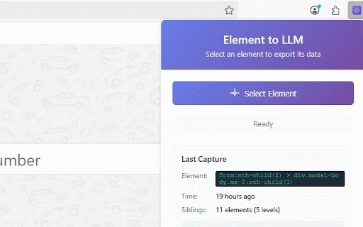 Element to LLM - DOM Capture for AI :: Capture DOM elements with full context for AI debugging and analysis