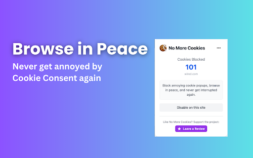 No More Cookies - Free Cookie Consent Remover :: Automatically remove cookie pop-ups and consent banners.