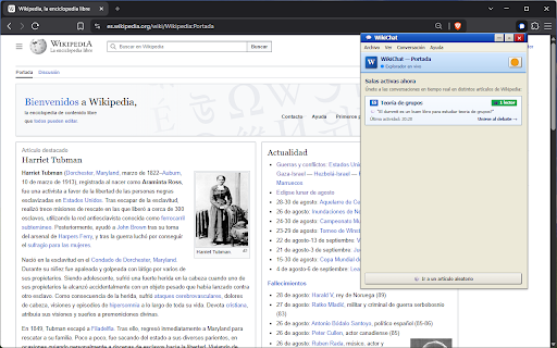 WikiChat - Chat en Vivo en Wikipedia :: Chatea de forma 100% anónima con lectores en el mismo artículo de Wikipedia y descubre qué temas se están debatiendo.