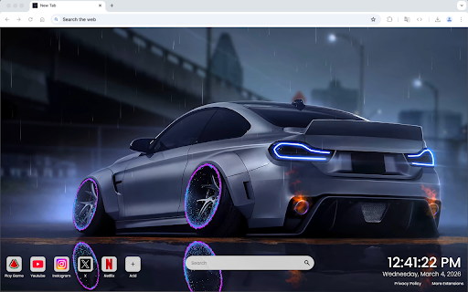 BMW M4 Neon Rain Night Drift Live Wallpaper :: One of the most epic car live wallpapers for Chrome – featuring the aggressive BMW M4 neon night drift energy.
