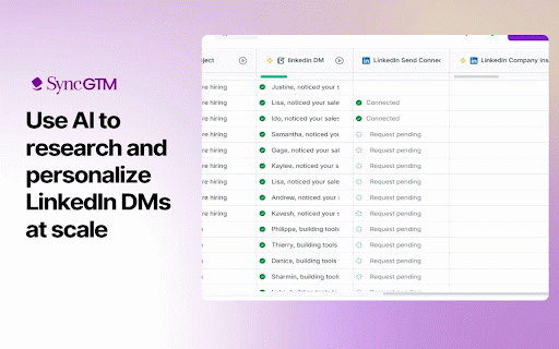 SyncGTM: B2B email and phone finder + LinkedIn automation :: Helps users streamline professional networking actions on supported pages.