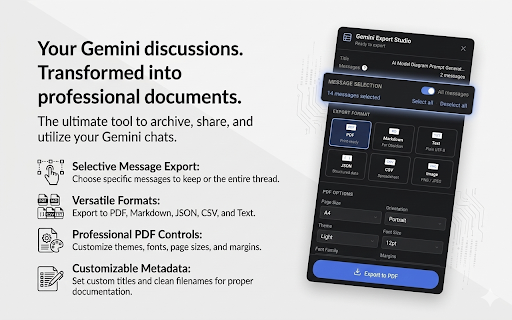 Gemini Export Studio :: Save and share your Gemini conversations your way — completely free, unlimited, no watermarks, and 100% private local processing.