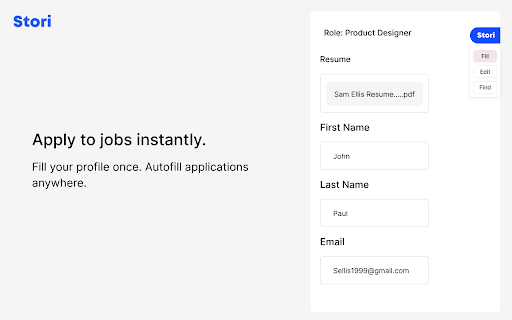 Stori - Hiring Manager Finder :: Autofill applications and email hiring managers directly from job ads with your pre-recorded first interview.