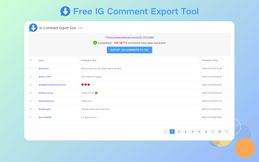 SocialDeck - IG Comment Export Tool :: SocialDeck is a free tool to export comments from Instagram posts and download the comments and user data to CSV.