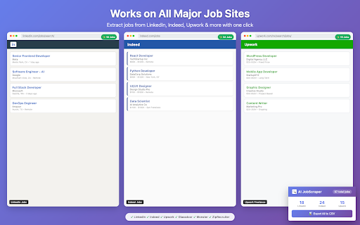 AI JobScraper :: Extract job listings from LinkedIn, Upwork and other job boards with ease