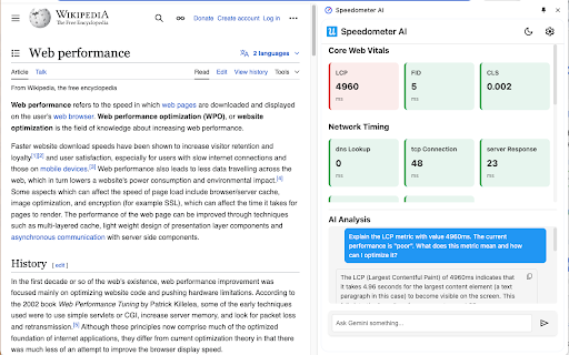 Speedometer AI :: Monitor web performance metrics with AI-powered analysis