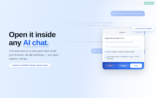 1-Prompt :: Capture & Compile your prompts from AI conversations in One Click