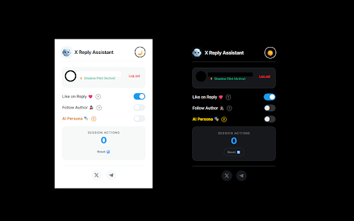 X Reply Assistant :: Boost X engagement 10x with AI. Smart replies, custom personas, and the new Shadow Pilot for automated workflow optimization.