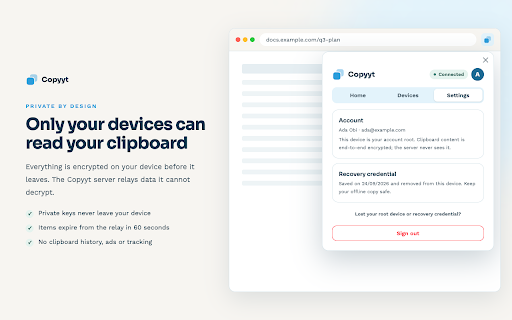 Copyyt - Seamless clipboard sync :: Sync copied text and images across your devices, end-to-end encrypted.