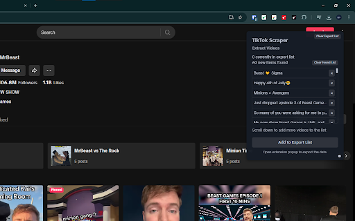 TikTok Scraper: Export Users, Posts, Comments & more :: Scrape Search, FYP, Explore, and more from TikTok, with options to export in formats such as CSV, Excel, JSON, and others.