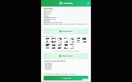 DealMate: Evaluate Facebook Car Listings :: Evaluate used car listings on Facebook Marketplace with AI-powered pricing analysis