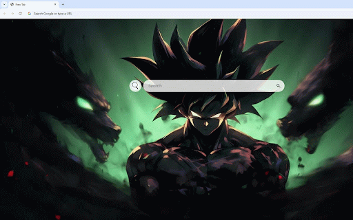 Goku Warrior Live Wallpaper :: Goku stands powerful in dark form, surrounded by mystical wolf shadows and ethereal green energy effects.