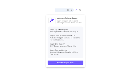 Dolphin Radar-IG Follower Export Tool :: Export Instagram followers and following lists instantly. Download as CSV or Excel — no Instagram login required. Free to try.
