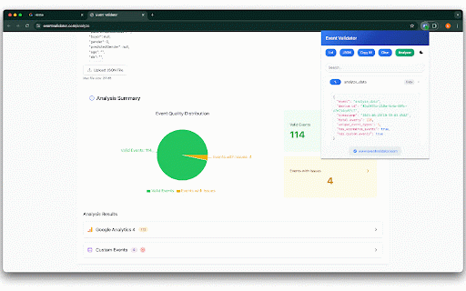 Event Validator :: Validate GA4 and dataLayer events in real time. Helps marketing teams track, inspect and debug events without code.
