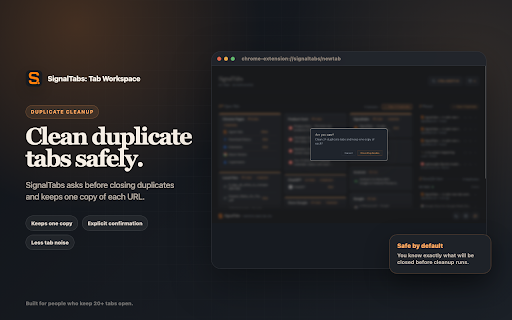 SignalTabs: Tab Workspace :: Organize open tabs by domain, clean duplicates, save tabs for later, and restore closed tabs from your new tab page.