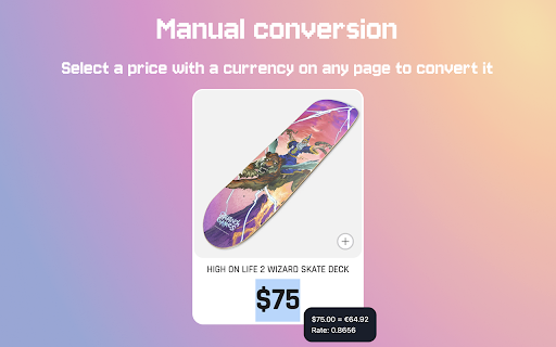 Live Currency Converter - Prices & Rates :: Currency converter for any webpage. Convert prices with live rates — select text or auto-convert USD, EUR, GBP & more.