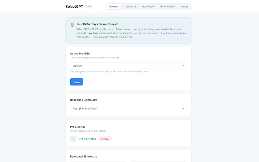 SelectGPT :: Free Self API Hosted Personal AI Assistant!