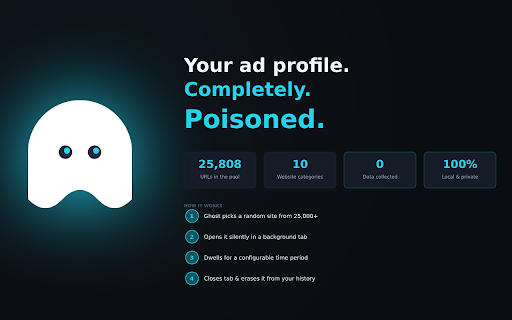 Ghost Browser :: Silently browse random websites in the background to confuse ad trackers and protect your privacy.