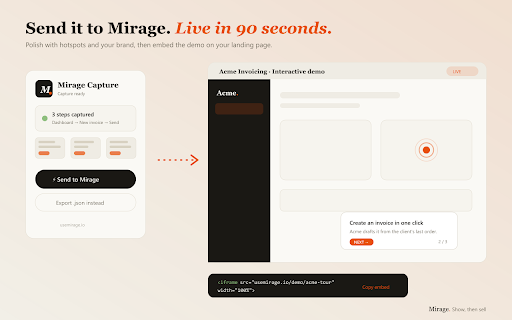 Mirage Capture :: Capture interactive DOM snapshots of your app and export them as a Mirage demo.