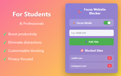 Focus Website Blocker :: Block distracting websites and stay focused!