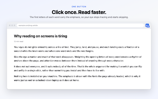 Fast Read — Bionic Toggle :: Toggle bionic reading (bold word prefixes) on any page. No font installation needed.