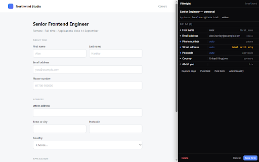 Fillwright — Form Autofill :: Fill saved data into web forms with one click. Works on React, shadow DOM and iframes. Local-only, no account, no tracking.