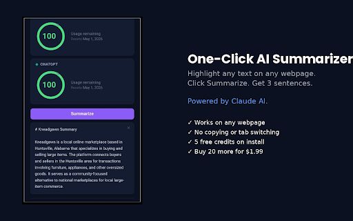 AI & API Usage Limit & Credit Tracker :: AI usage tracker for Claude & ChatGPT. Fuel gauge, warnings, one-click summarizer. Free to install.