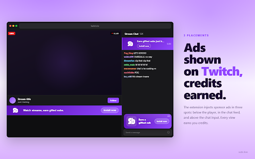 Subi :: Watch ads on Twitch, earn credits, redeem for gifted subs.