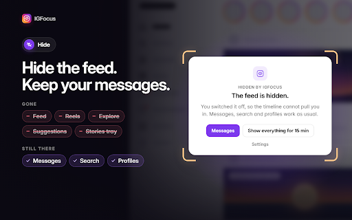 IGFocus — Distraction-Free Instagram, Ghost Mode, Story Saver, Screen Time :: Hide Instagram feed, Reels & Stories. View stories anonymously, read DMs without "Seen", daily time limit, download photos & videos.