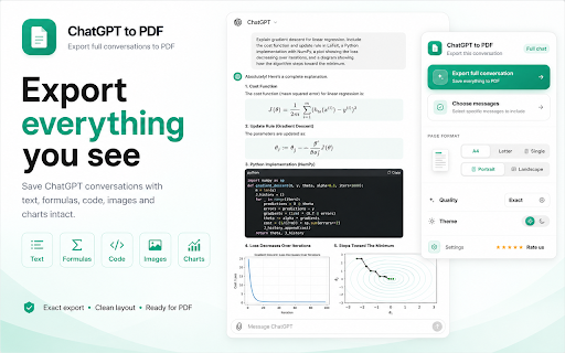 ChatGPT to PDF :: Use ChatGPT to PDF extension to save chatgpt as pdf, print, or export chatgpt conversation in one click.