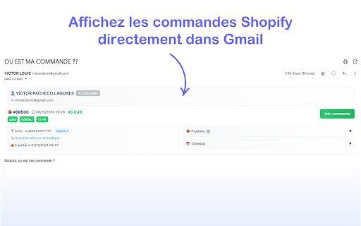Onially x 8lab - Gmail SAV assistant pour Shopify :: Affichez les informations Shopify directement dans Gmail