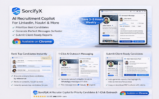 SorcifyX AI :: AI recruitment: instant screening, job matching, outreach for recruiters. Semantic search, skill tests (150+ roles) for job seekers.