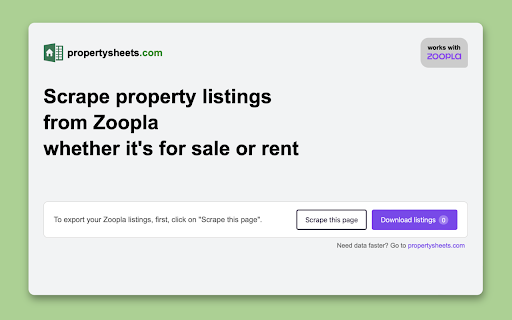 Zoopla Scraper - Export property listings to Excel :: Download Zoopla property listings (Rent or Buy) into Excel