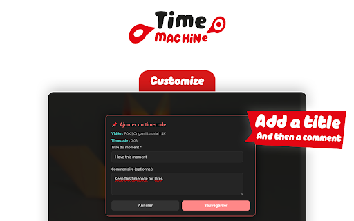 Youtube TimeMachine - Timecode Saver :: Save and manage your favorites timecodes from your favorite Youtube videos.