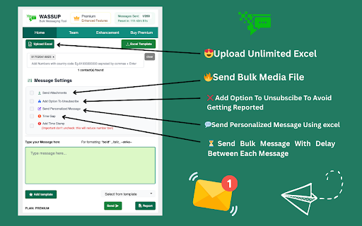 Wassup Bulk Message Sender :: Wassup WhatsApp Bulk Message Sender - Send Whatsapp Messages, Attachments, Personalized Message | Business Marketing Tool