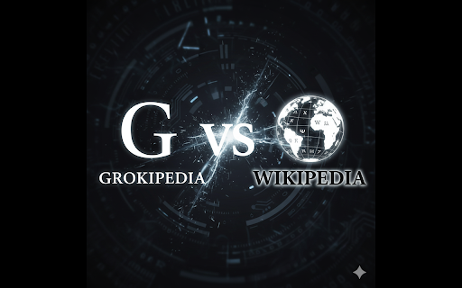 Grokipedia VS Wikipedia :: Toggles side-by-side comparison between Wikipedia and Grokipedia content.
