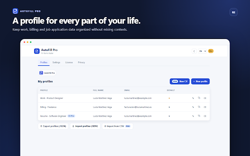 AutoFill Pro :: Fill web forms with profiles stored locally. Private and compatible with modern web apps.