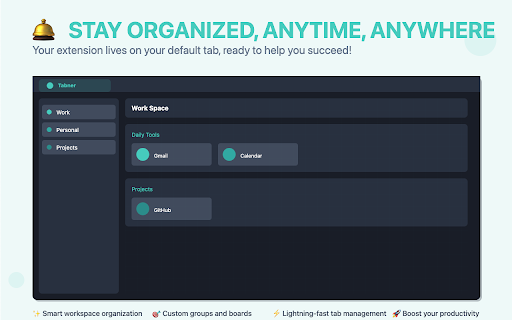 Tabner: Your Smart Tab Manager :: 🚀 Your Smart Tab Manager - Organize tabs into boards, groups & tags with a beautiful interface